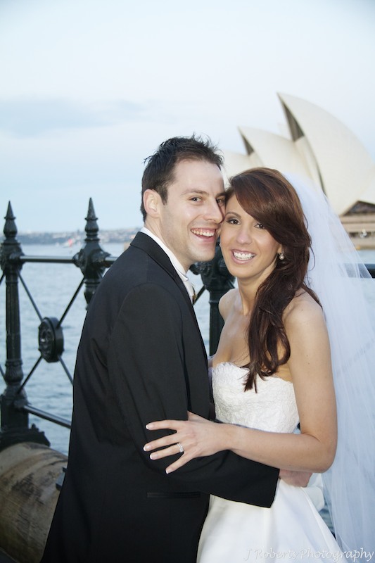 Bride and groom smiling the rocks sydney - wedding photography sydney